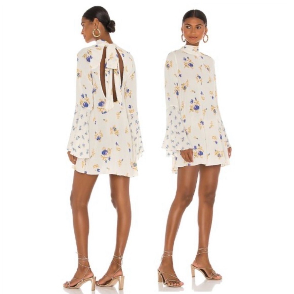 Free People Cream Tate Floral Backless Dress- NWT - Picture 3 of 10